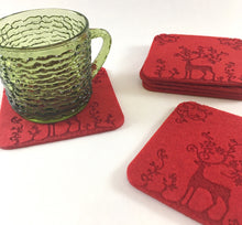 Load image into Gallery viewer, Red Felt Reindeer Coasters
