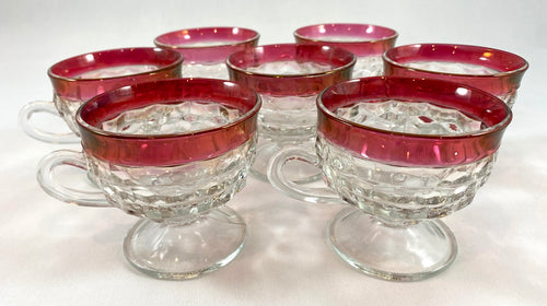 Ruby Red Rimmed Vintage Punch Cups