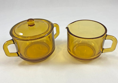 Yellow Glass Creamer and Sugar Bowl