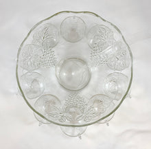 Load image into Gallery viewer, Clear Glass Punch Bowl Set with Fruit Motif
