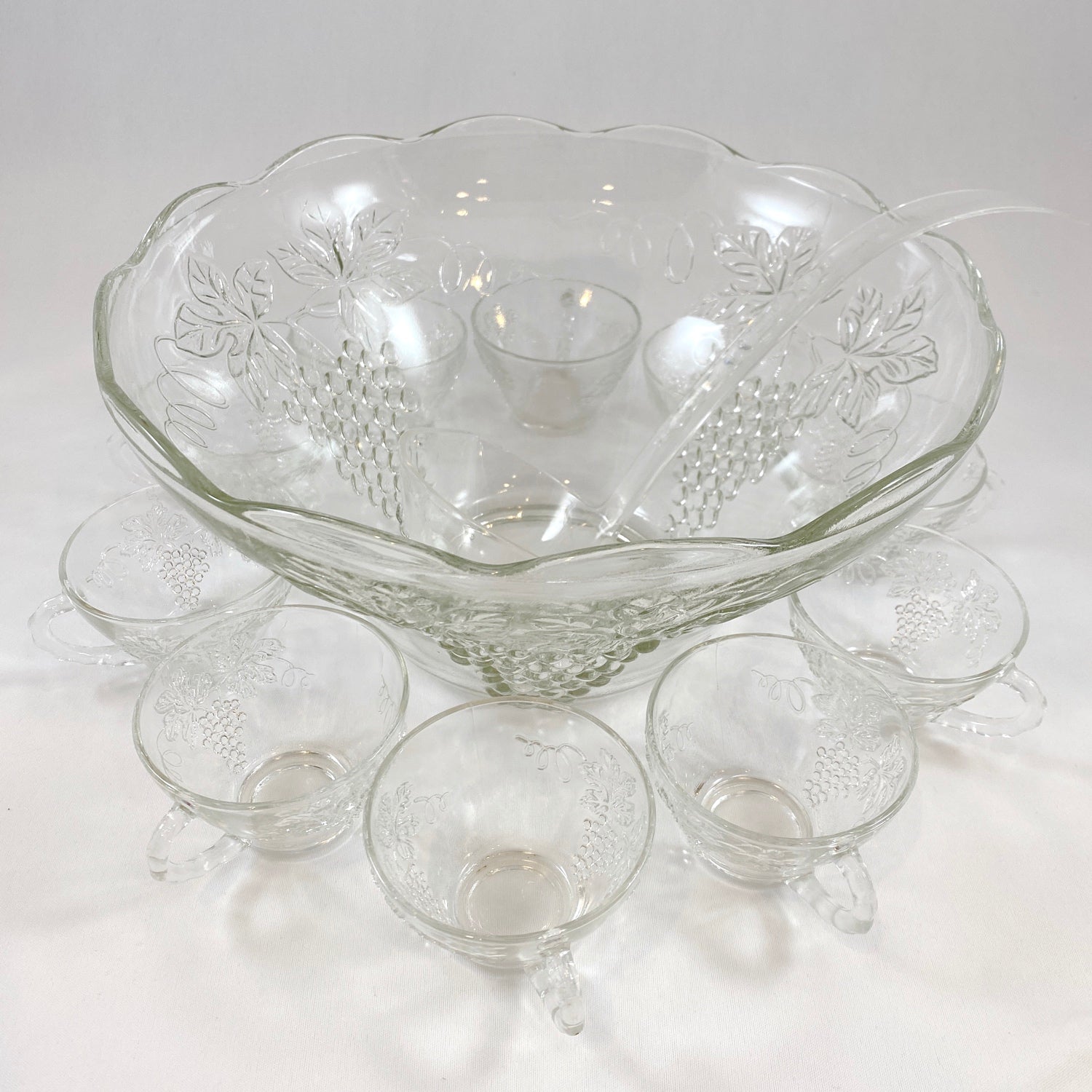 antique punch bowl and cups