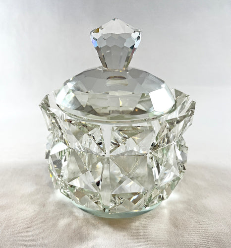 Clear Glass Faceted Sugar Bowl with Lid
