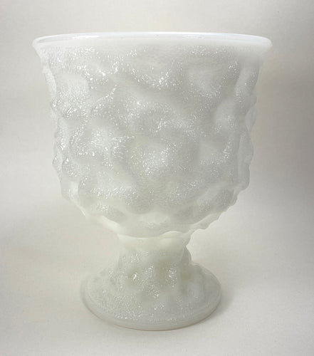 Milk Glass Vase with Crinkle Texture