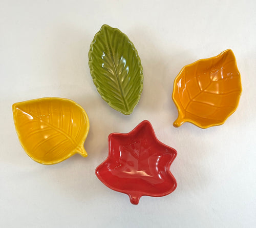 Colorful Ceramic Leaf Bowls (Set of 8)