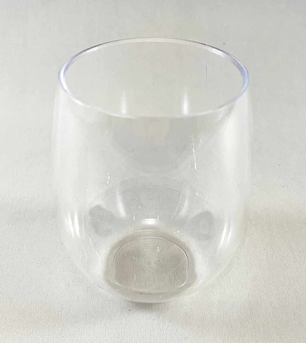 Clear Plastic Stemless Wine Glass