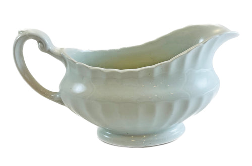 Scalloped White Ceramic Gravy Boat