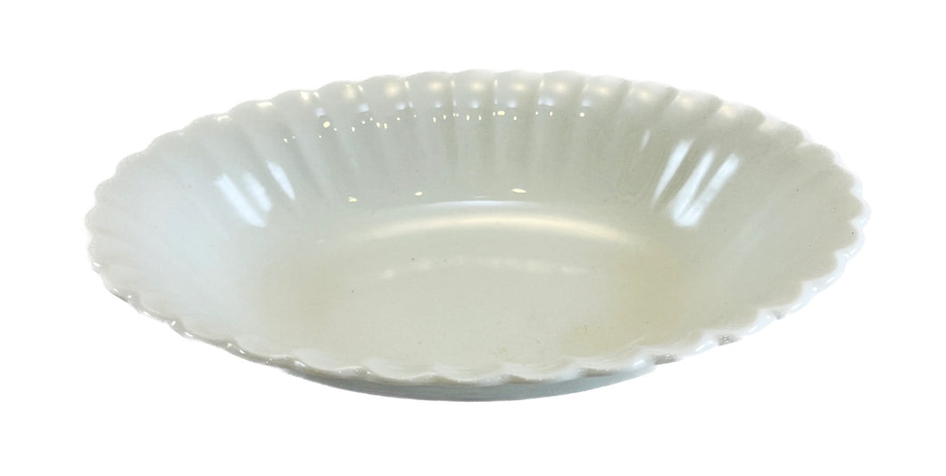 Scalloped White Ceramic Serving Bowl