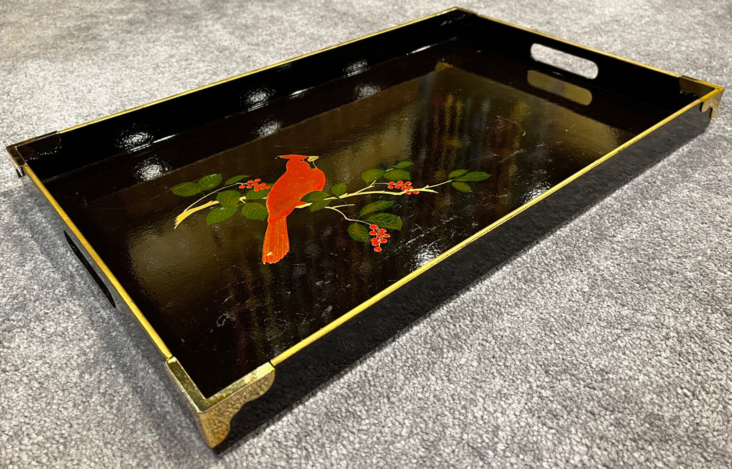 Black Tray with Cardinal Pattern