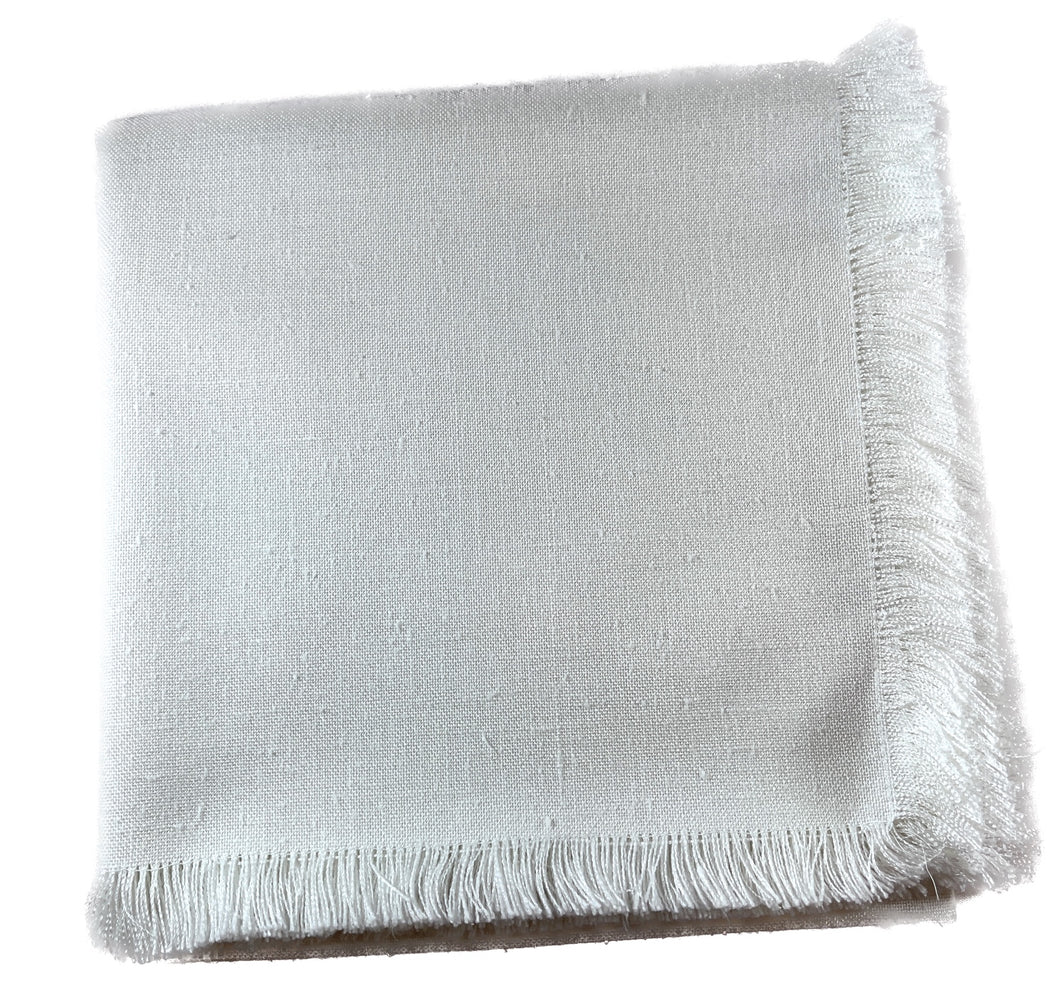 White Woven Tablecloth with Fringe (41