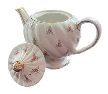 Load image into Gallery viewer, Gold-Rimmed White China Teapot, Rose Pattern
