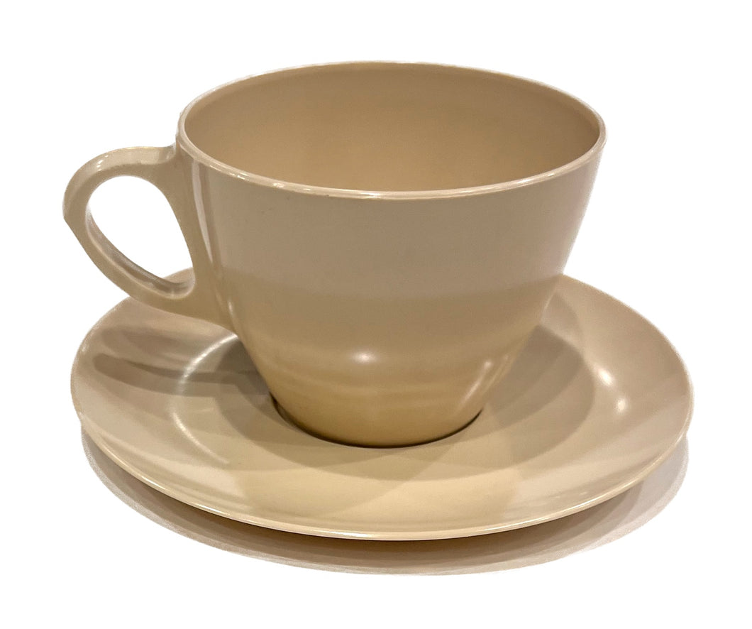 Tan Melamine Tea Cup and Saucer