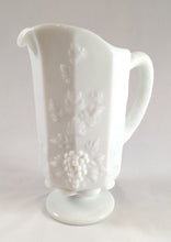 Load image into Gallery viewer, White Milk Glass Pitcher with Grape Motif
