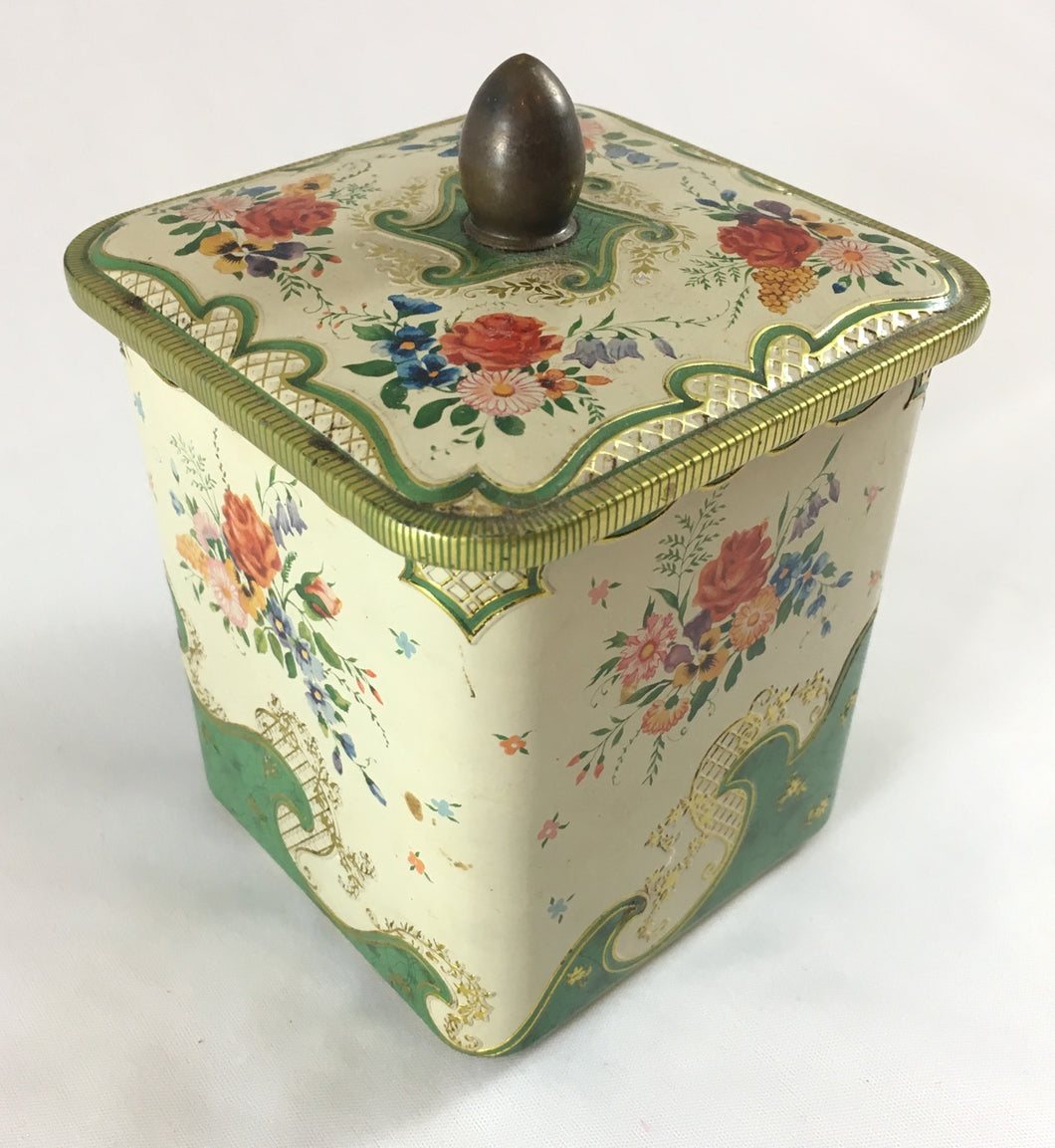 Antique Tin with Floral Design