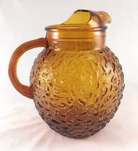 Textured Amber Glass Pitcher