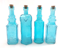 Load image into Gallery viewer, Assorted Blue Glass Bottles with Corks
