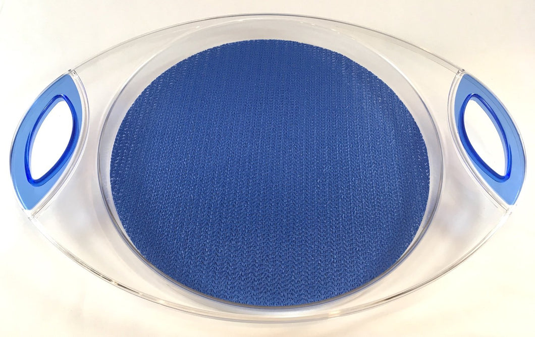 Clear Plastic Serving Tray with Rubber Placemat