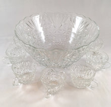 Load image into Gallery viewer, Clear Glass Punch Bowl with 12 Glass Cups
