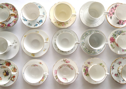 Assorted China Tea Cups and Saucers