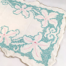 Load image into Gallery viewer, Mint Green and Pink Flower Embroidered Table Runner
