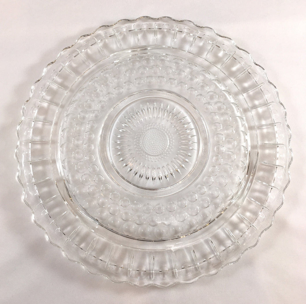 Clear Glass Cake Plate with Sunflower Motif