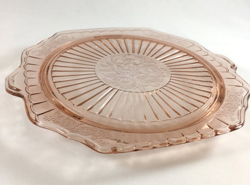 Pink Glass Cake Plate