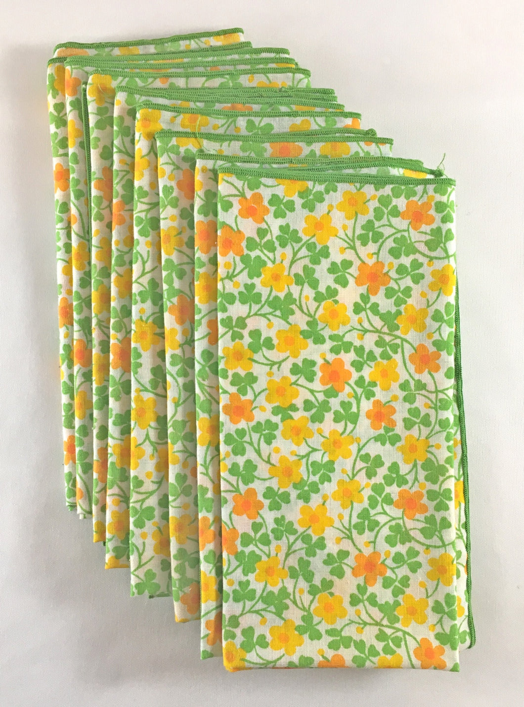 Napkin with Green, Orange, and Yellow Flowers