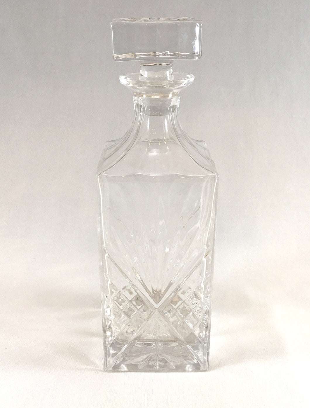 Square Clear Glass Decanter with X Design