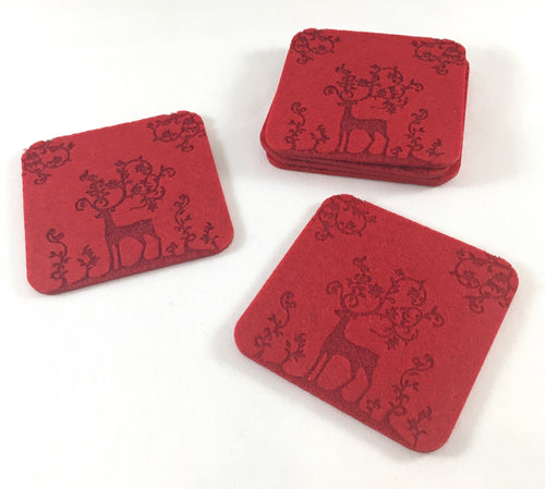 Red Felt Reindeer Coasters