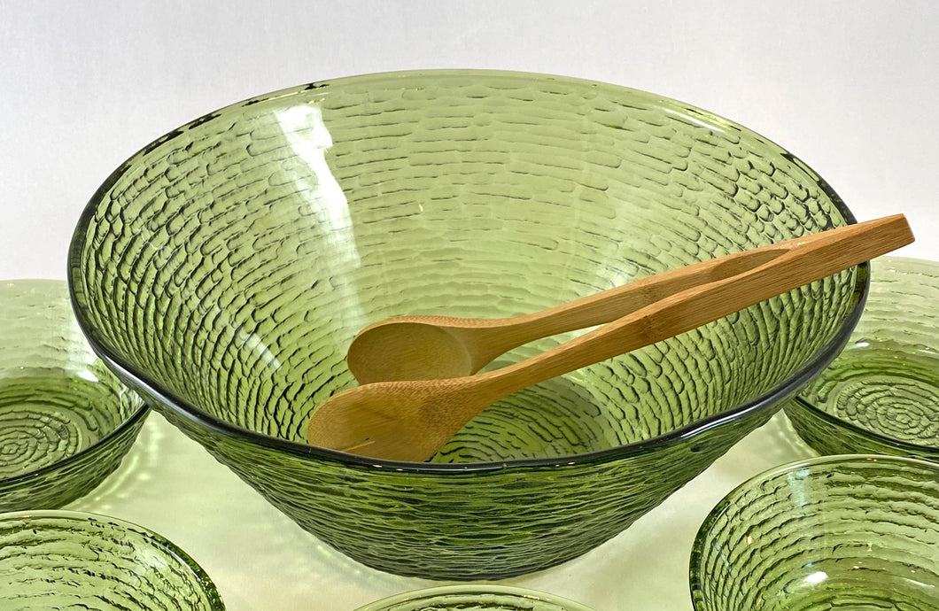 Green Glass Serving Bowl