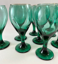 Load image into Gallery viewer, Teal Green Goblets with Gold Rim
