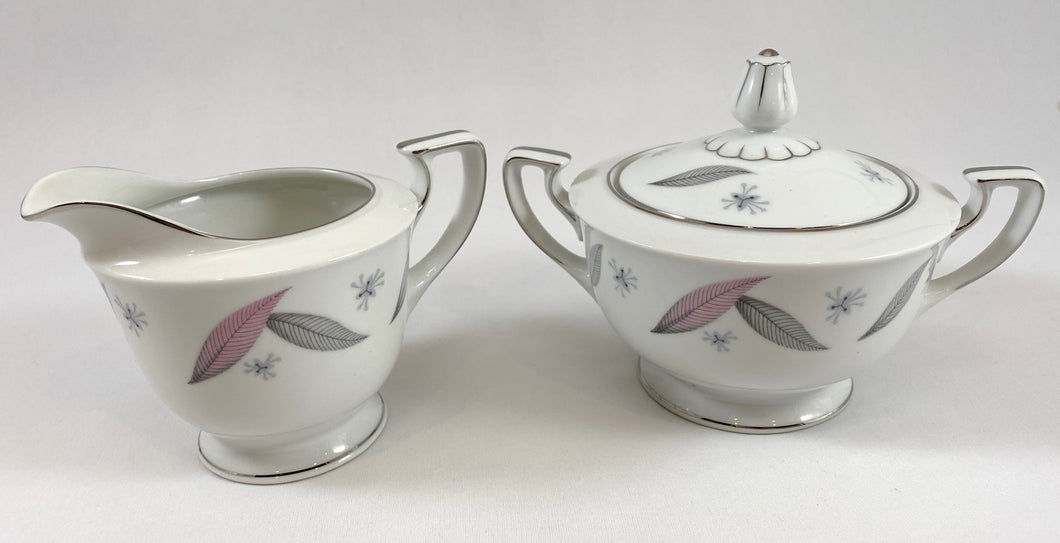 Feather-Pattern Creamer and Sugar Dishes (2 pc)