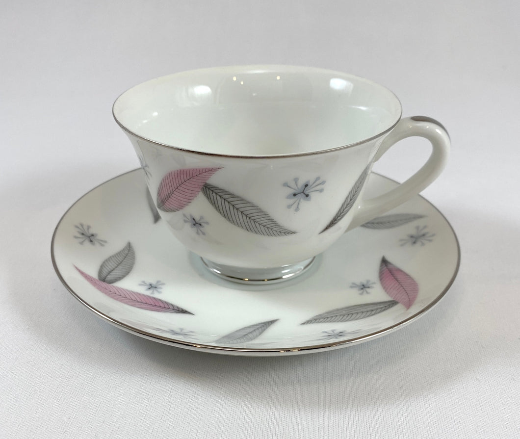 Feather-Pattern Tea Cups and Saucers