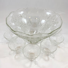 Load image into Gallery viewer, Clear Glass Punch Bowl Set with Fruit Motif
