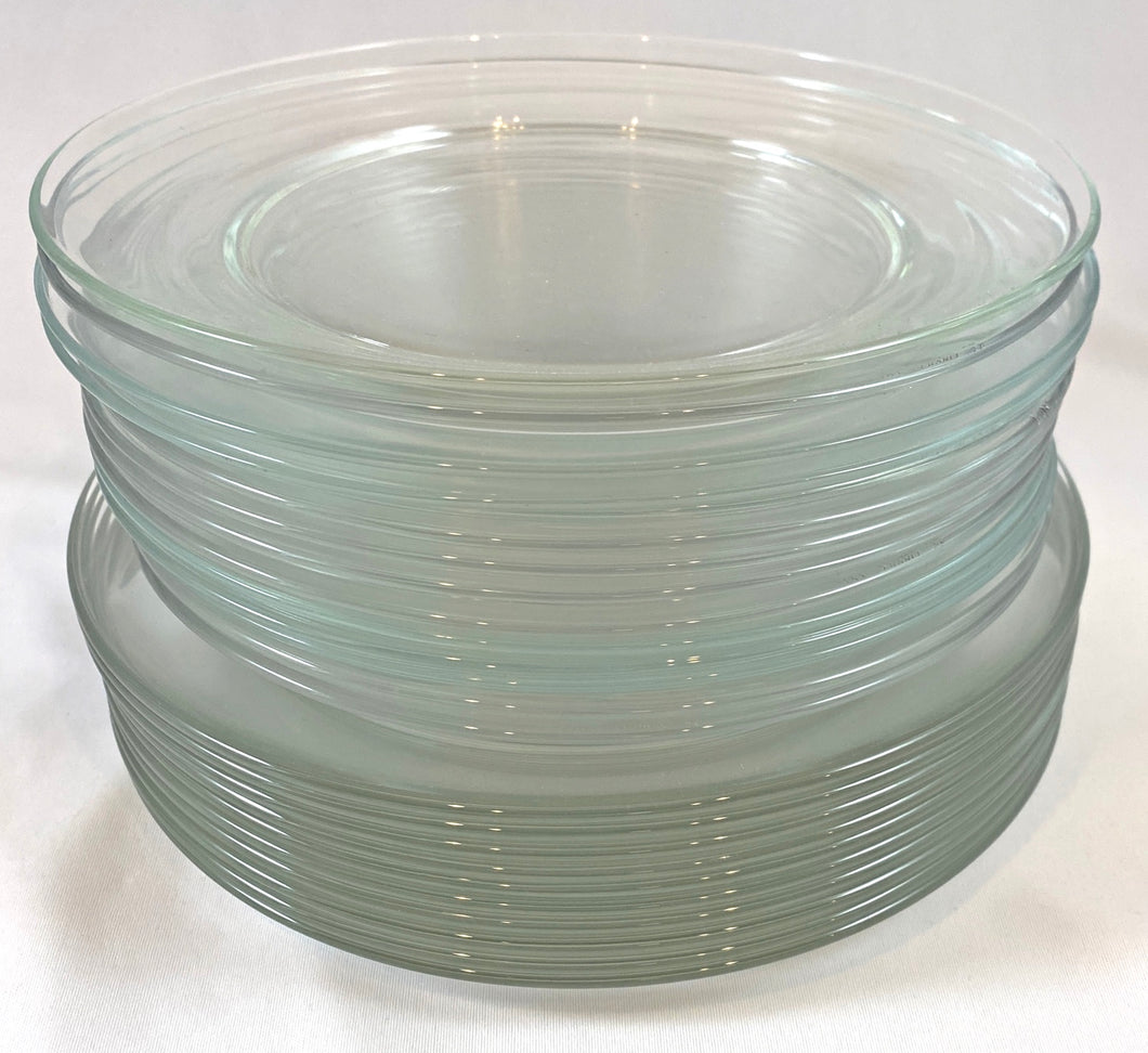 Assorted Clear Glass Dinner Plates