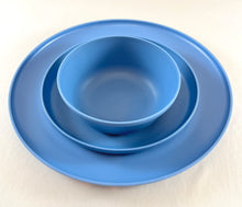 Load image into Gallery viewer, Cornflower Blue Plastic Plates and Bowl
