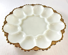 Load image into Gallery viewer, Milk Glass Egg Plate with Gold Trim
