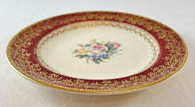 Load image into Gallery viewer, Maroon and Gold Rimmed Rose China Bread Plate
