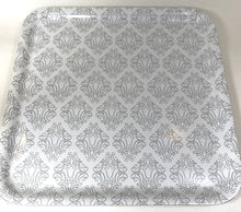 Load image into Gallery viewer, Grey and White Square Melamine Serving Tray
