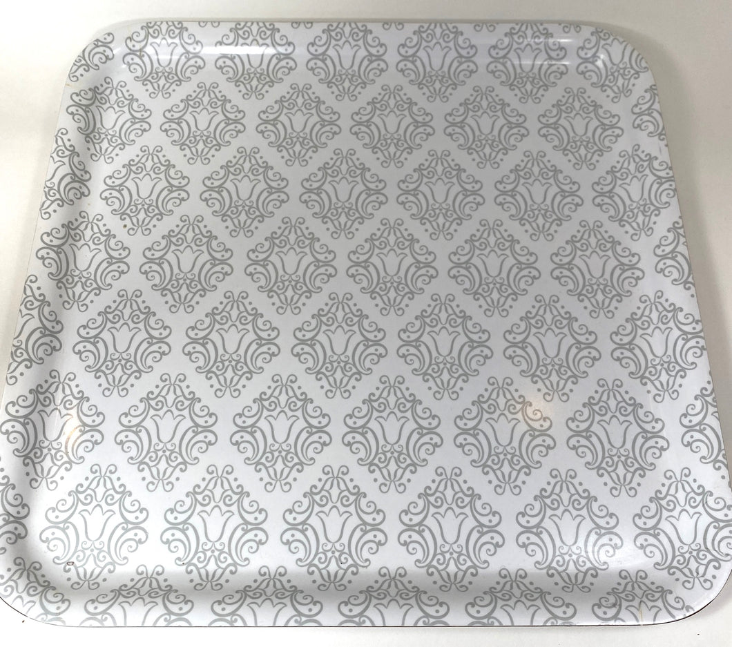 Grey and White Square Melamine Serving Tray