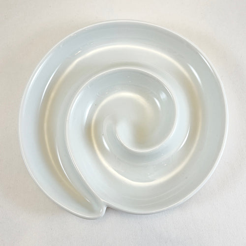 White Ceramic Olive Dish (Spiral)