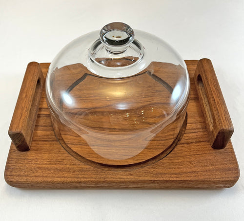 Wood and Glass Cheese Cloche with Handles