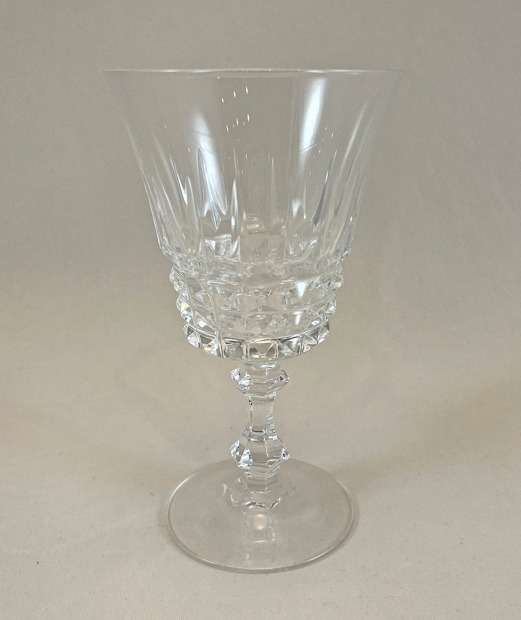 Crystal Water Goblet with Decorative Stem