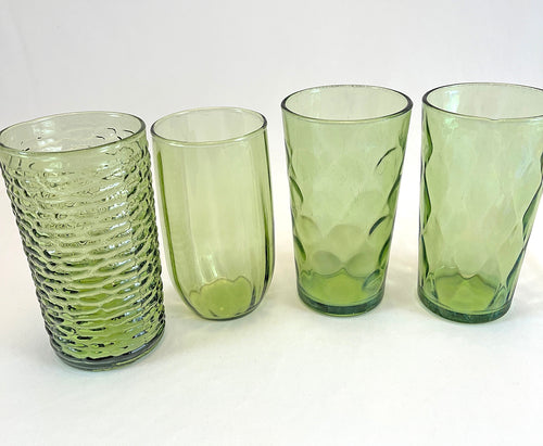 Green Glass Assorted Juice Glasses