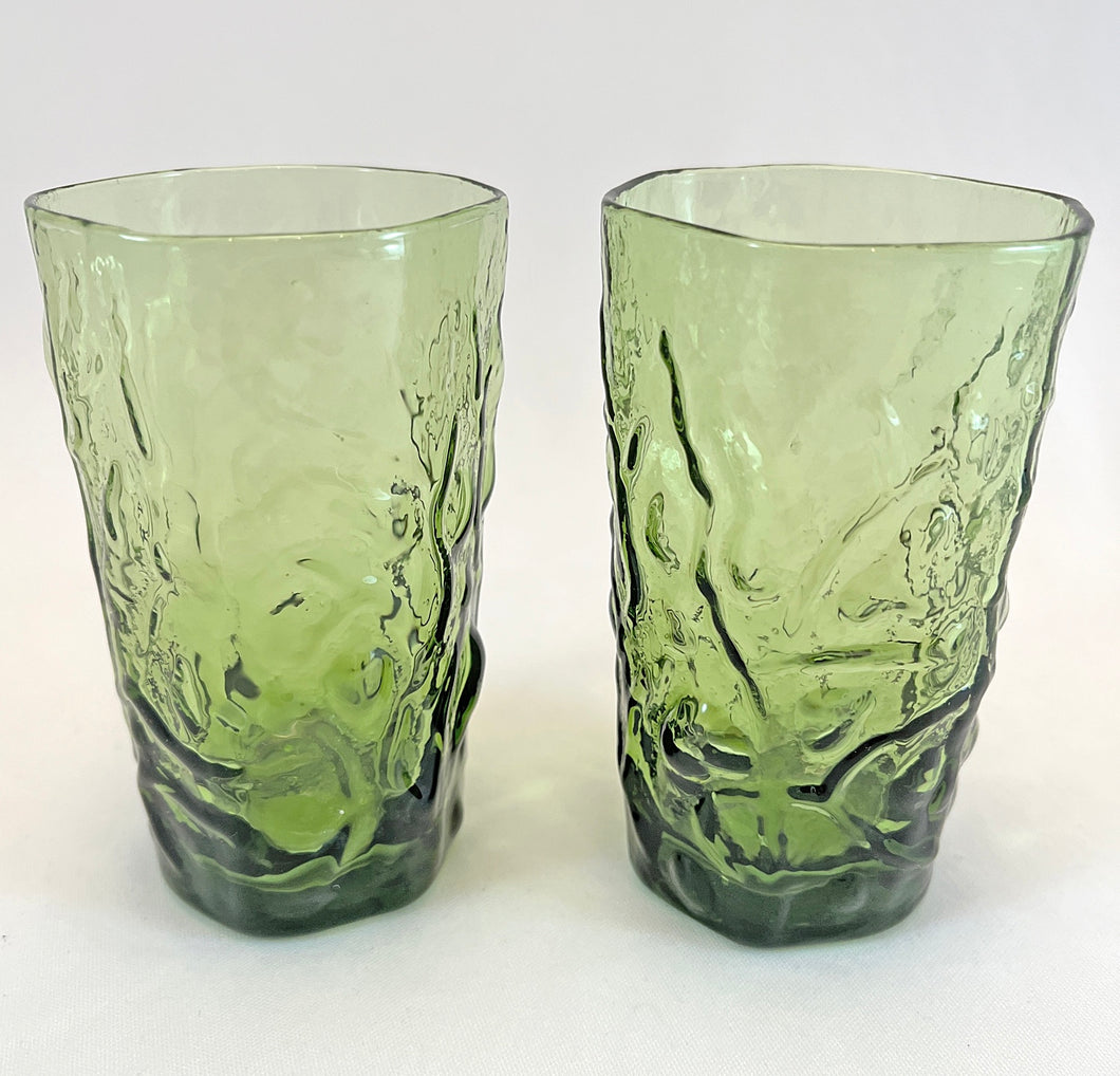 Green Glass Assorted Water Glasses