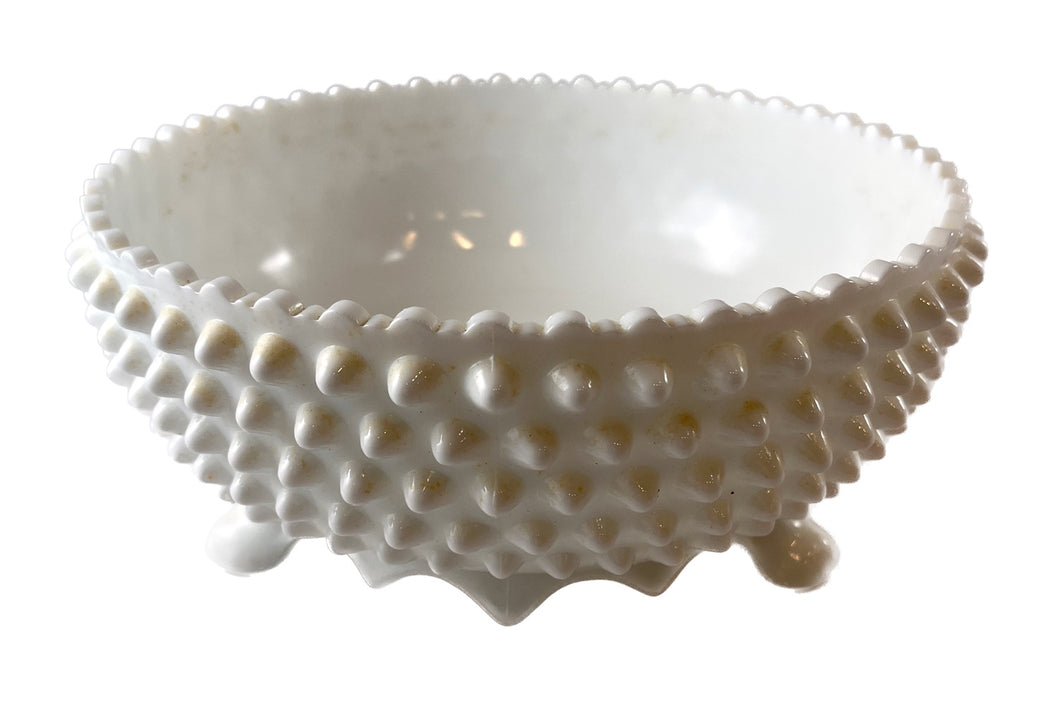 Footed Milk Glass Serving Bowl