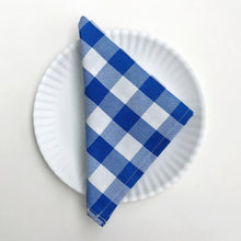 Load image into Gallery viewer, Blue and White Check Polyester Napkins
