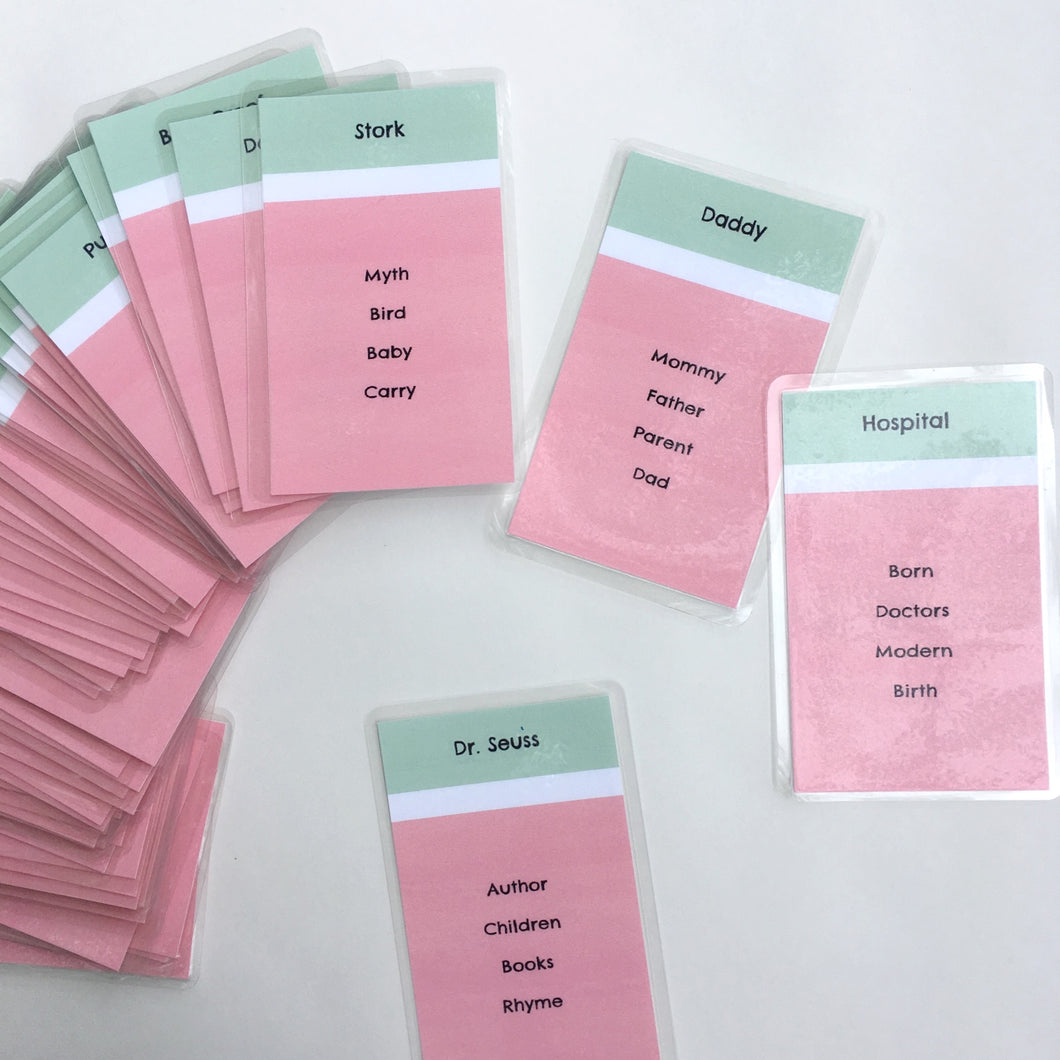Baby-Themed Word-Guessing Game Cards
