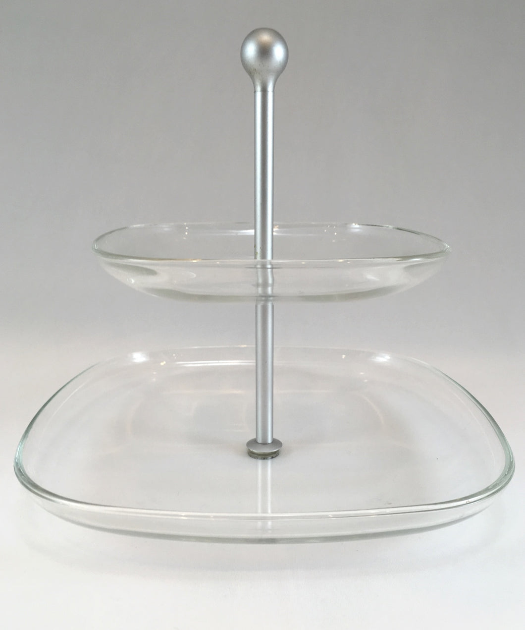 Clear Glass Two-Tier Square Serving Platter