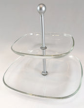 Load image into Gallery viewer, Clear Glass Two-Tier Square Serving Platter

