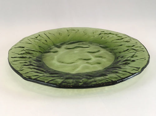 Textured Green Glass Salad/Cocktail Plates